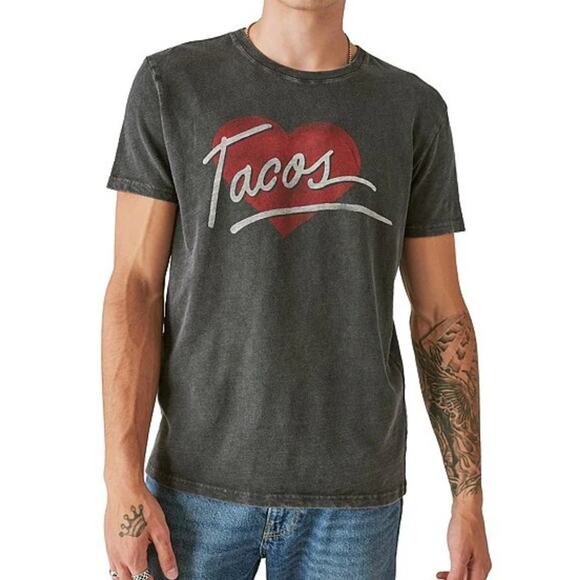 Lucky Brand Graphic Tacos Faded Tee size large - Picture 1 of 6